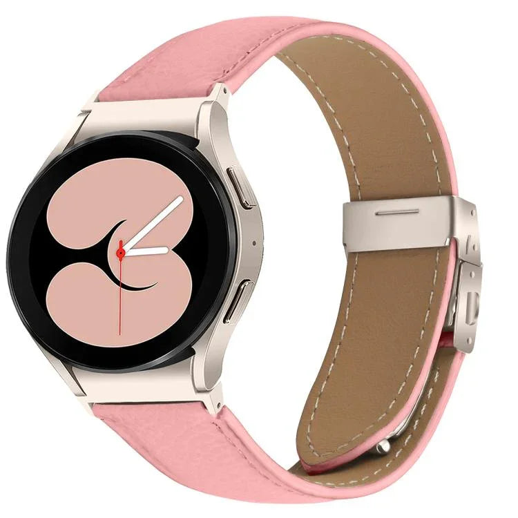 Schnellverschluss-Armband aus Leder mit Litschi-Textur und Sternenlicht-Schildkrötenverschluss, passend für Samsung Galaxy Watch 7 (40/44 mm)