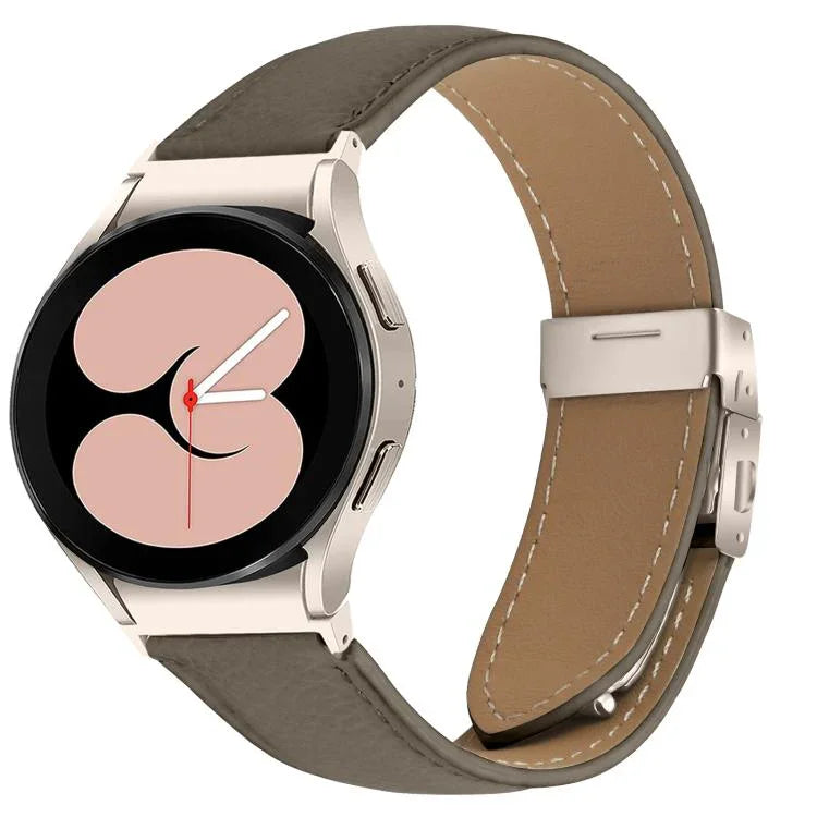 Schnellverschluss-Armband aus Leder mit Litschi-Textur und Sternenlicht-Schildkrötenverschluss, passend für Samsung Galaxy Watch 7 (40/44 mm)