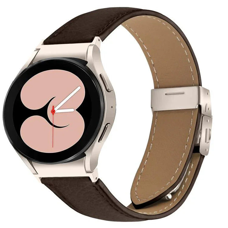 Schnellverschluss-Armband aus Leder mit Litschi-Textur und Sternenlicht-Schildkrötenverschluss, passend für Samsung Galaxy Watch 7 (40/44 mm)