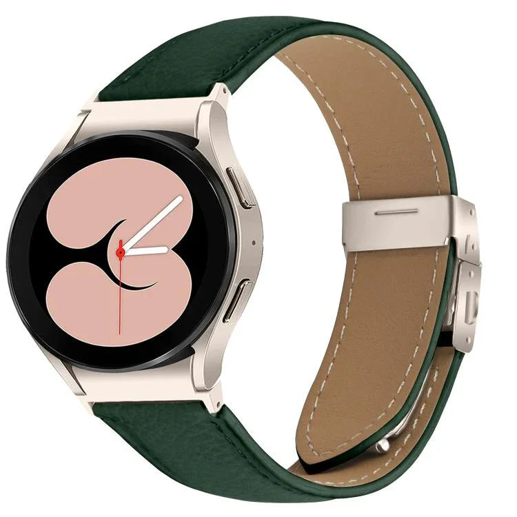 Schnellverschluss-Armband aus Leder mit Litschi-Textur und Sternenlicht-Schildkrötenverschluss, passend für Samsung Galaxy Watch 7 (40/44 mm)