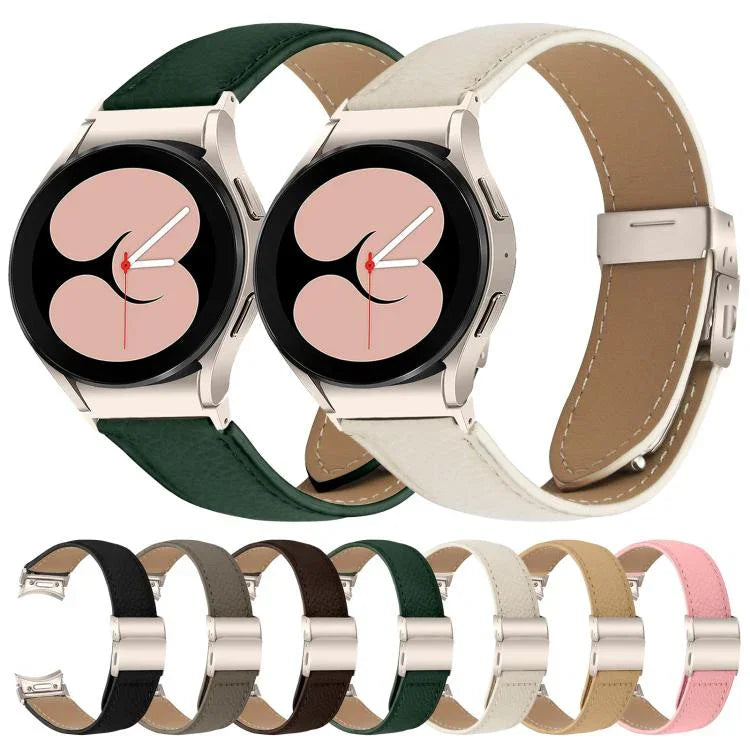 Schnellverschluss-Armband aus Leder mit Litschi-Textur und Sternenlicht-Schildkrötenverschluss, passend für Samsung Galaxy Watch 7 (40/44 mm)