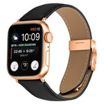 Lychee Texture Rose Gold Turtle Back Buckle Leather Watch Band, For Apple Watch 46mm / 49mm / 45mm / 44mm, For Apple Watch 42mm / 41mm / 40mm / 38mm