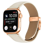 Lychee Texture Rose Gold Turtle Back Buckle Leather Watch Band, For Apple Watch 46mm / 49mm / 45mm / 44mm, For Apple Watch 42mm / 41mm / 40mm / 38mm