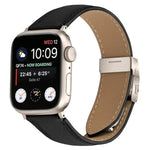 Litschi-Textur, Sternenlicht-Klapparmband aus Leder, passend für Apple Watch 46 mm / 49 mm / 45 mm / 44 mm und 42 mm / 41 mm / 40 mm / 38 mm