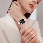 Litschi-Textur, Sternenlicht-Klapparmband aus Leder, passend für Apple Watch 46 mm / 49 mm / 45 mm / 44 mm und 42 mm / 41 mm / 40 mm / 38 mm