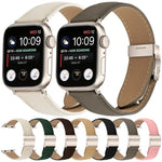 Litschi-Textur, Sternenlicht-Klapparmband aus Leder, passend für Apple Watch 46 mm / 49 mm / 45 mm / 44 mm und 42 mm / 41 mm / 40 mm / 38 mm
