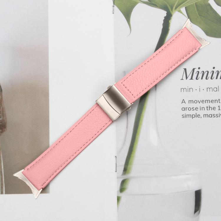 Lychee Texture Starlight Turtle Back Buckle Leather Watch Band, For Google Pixel Watch 4 / 3 / 2 / 1 41mm