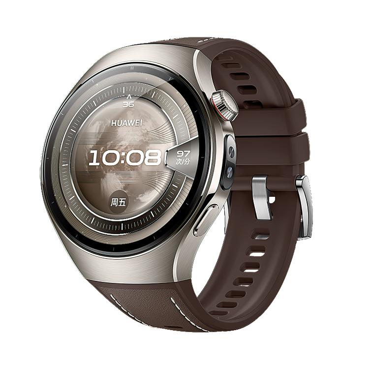 Silicone Hybrid Leather Watch Band, For Huawei Watch 5 42mm, For Huawei Watch 5 46mm