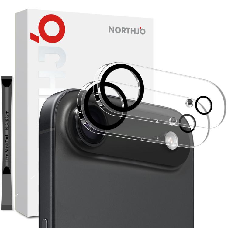 2 St. NORTHJO Kameraobjektivschutz 3D Night Shot Displayschutzfolie aus gehärtetem Glas, Für iPhone 17 Pro Max, Für iPhone 17 Pro, Für iPhone 17, Für iPhone Air