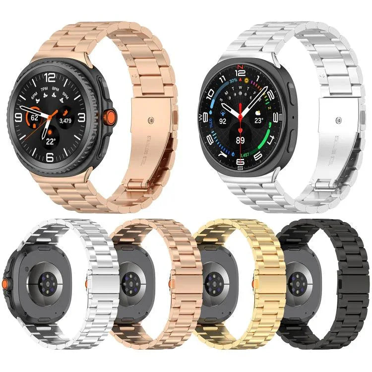 Schlankes Edelstahl-Uhrenarmband mit drei Perlen, für Samsung Galaxy Watch8 / Watch8 Classic