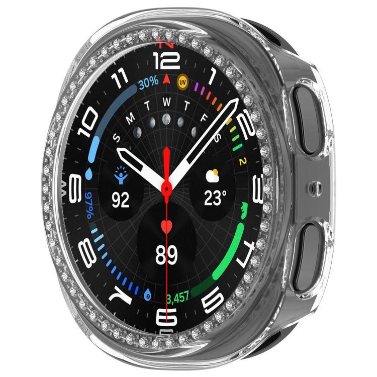 Halbverdecktes, hohles PC-Uhrengehäuse mit einreihigem Diamantmuster, passend für Samsung Galaxy Watch 8 (44 mm) und Samsung Galaxy Watch 8 (40 mm).