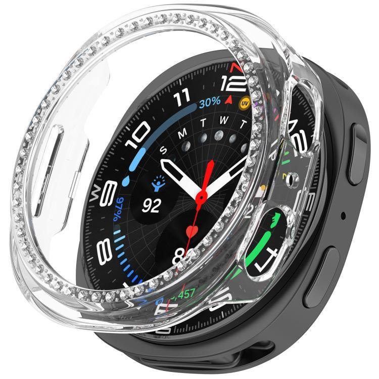 Halbverdecktes, hohles PC-Uhrengehäuse mit einreihigem Diamantmuster, passend für Samsung Galaxy Watch 8 (44 mm) und Samsung Galaxy Watch 8 (40 mm).