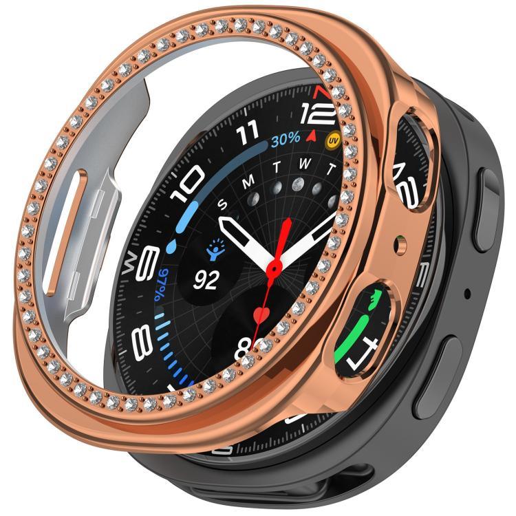 Halbverdecktes, hohles PC-Uhrengehäuse mit einreihigem Diamantmuster, passend für Samsung Galaxy Watch 8 (44 mm) und Samsung Galaxy Watch 8 (40 mm).