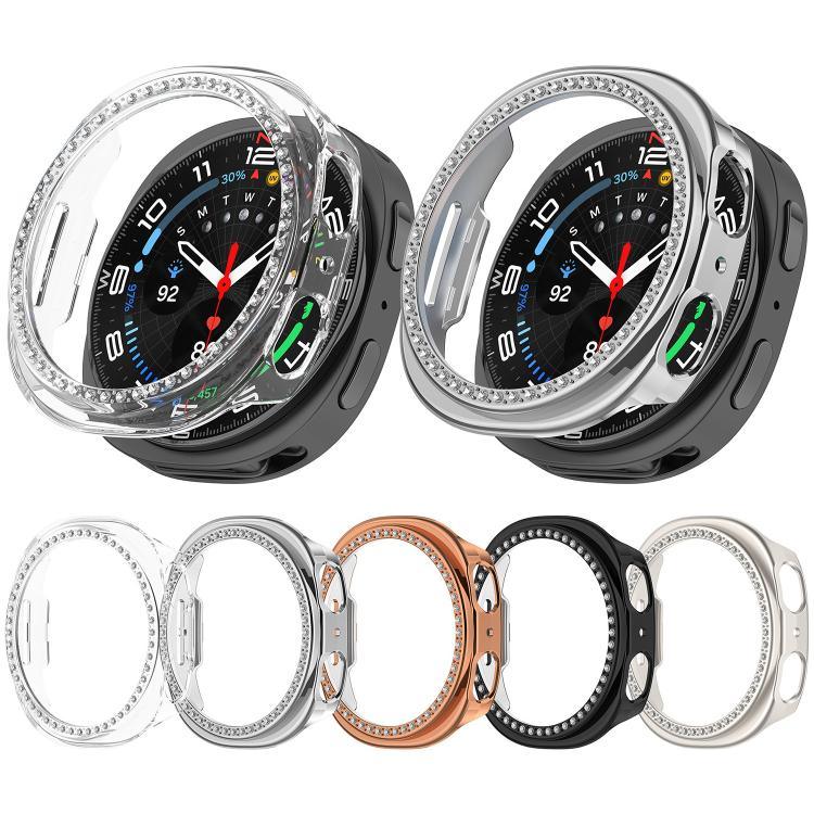 Halbverdecktes, hohles PC-Uhrengehäuse mit einreihigem Diamantmuster, passend für Samsung Galaxy Watch 8 (44 mm) und Samsung Galaxy Watch 8 (40 mm).