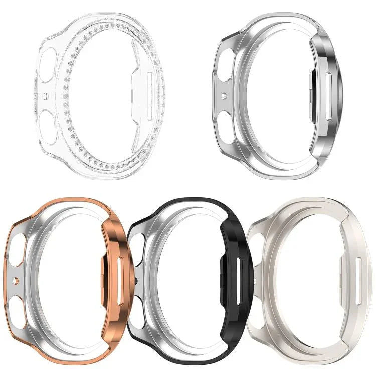 Halbverdecktes, hohles PC-Uhrengehäuse mit einreihigem Diamantmuster, passend für Samsung Galaxy Watch 8 (44 mm) und Samsung Galaxy Watch 8 (40 mm).