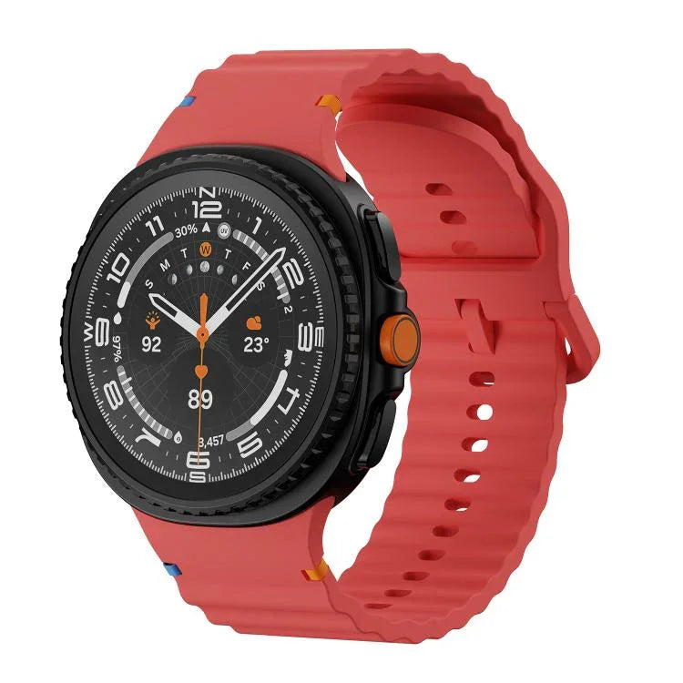 Wavy Grain Stitched Color Buckle Silicone Watch Band, For Samsung Galaxy Watch8 / Watch8 Classic