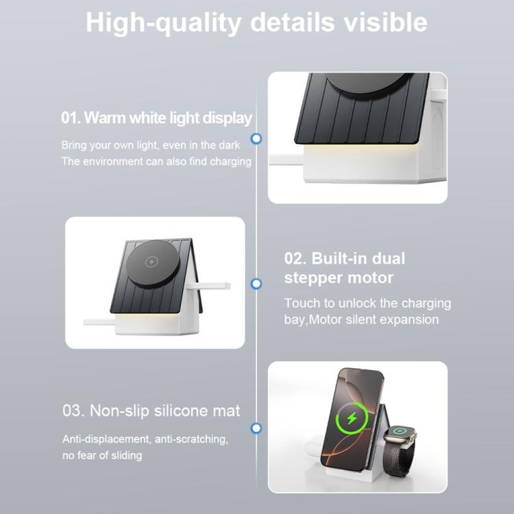 G68 15W Desktop Magnetic Charging Dock 3 in 1 Wireless Charger for Watch / Phone / Earbuds, G68