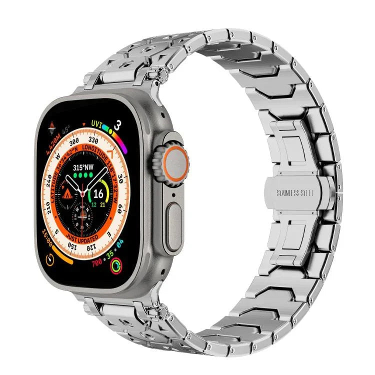 Achteckige Edelstahl-Uhr, für Apple Watch 46 mm / 49 mm / 45 mm / 44 mm
