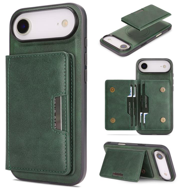 Kalebol Strong MagSafe Magnetic Two-Fold Card Bag Leather Phone Case, For iPhone 17 Pro Max, For iPhone 17 Pro, For iPhone 17, For iPhone Air