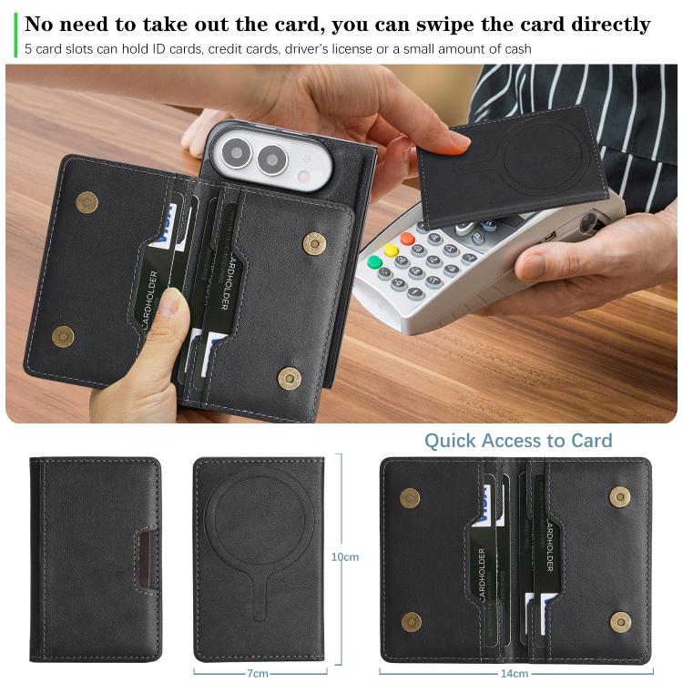Kalebol Strong MagSafe Magnetic Two-Fold Card Bag Leather Phone Case, For iPhone Fold, For iPhone 18 Pro, For iPhone 18 Pro Max, For iPhone 17 Pro Max, For iPhone 17 Pro, For iPhone 17, For iPhone Air, For iPhone 17e / 16e