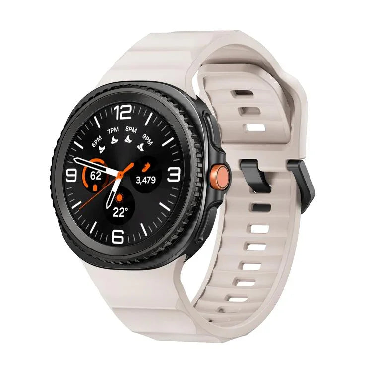 Schwarzes Silikon-Uhrenarmband mit Wellenmuster und Dornschließe, passend für Samsung Galaxy Watch8 / Watch8 Classic