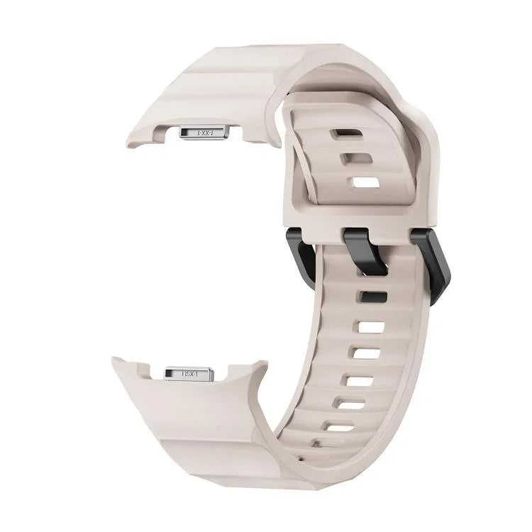 Schwarzes Silikon-Uhrenarmband mit Wellenmuster und Dornschließe, passend für Samsung Galaxy Watch8 / Watch8 Classic