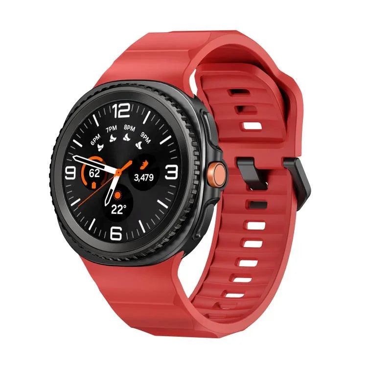 Schwarzes Silikon-Uhrenarmband mit Wellenmuster und Dornschließe, passend für Samsung Galaxy Watch8 / Watch8 Classic