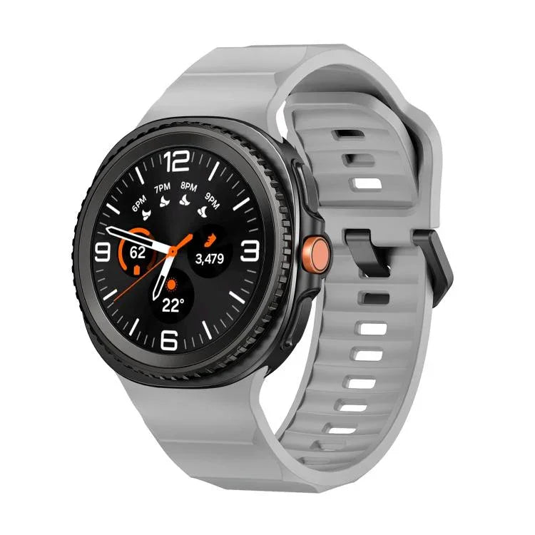 Schwarzes Silikon-Uhrenarmband mit Wellenmuster und Dornschließe, passend für Samsung Galaxy Watch8 / Watch8 Classic