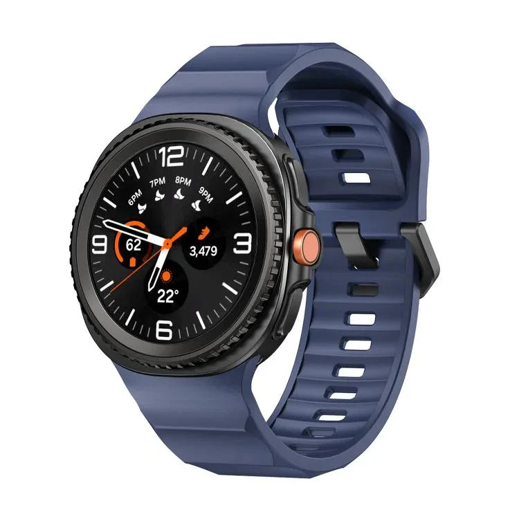 Schwarzes Silikon-Uhrenarmband mit Wellenmuster und Dornschließe, passend für Samsung Galaxy Watch8 / Watch8 Classic