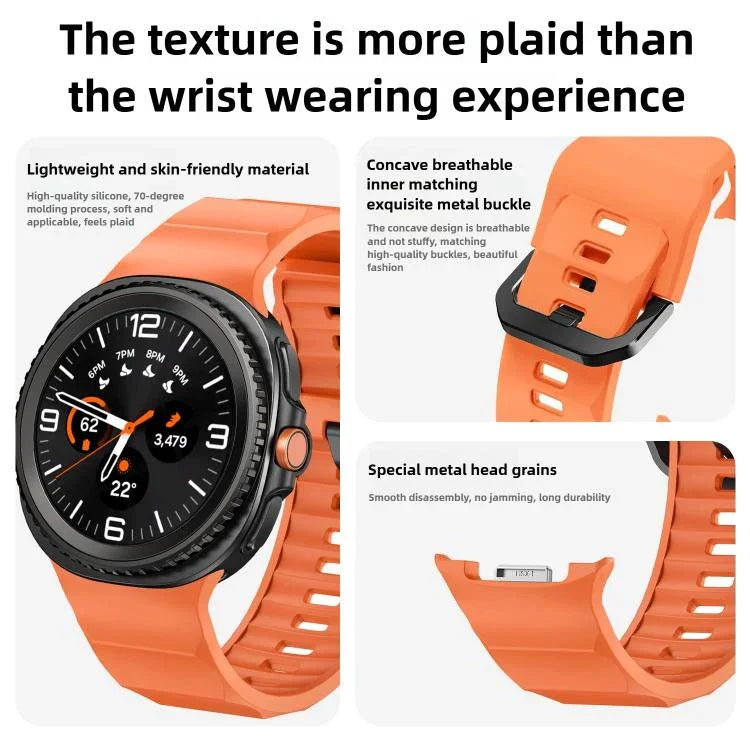Schwarzes Silikon-Uhrenarmband mit Wellenmuster und Dornschließe, passend für Samsung Galaxy Watch8 / Watch8 Classic
