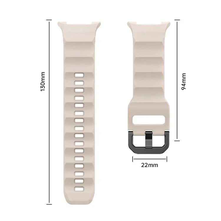 Schwarzes Silikon-Uhrenarmband mit Wellenmuster und Dornschließe, passend für Samsung Galaxy Watch8 / Watch8 Classic