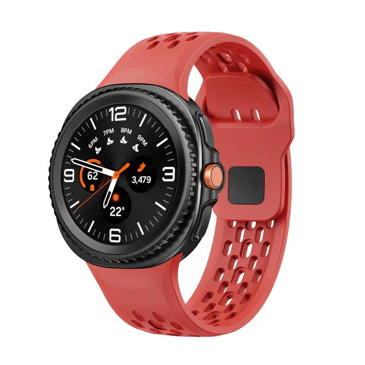Hole Style Black Reverse Buckle Silicone Watch Band, For Samsung Galaxy Watch8 / Watch8 Classic