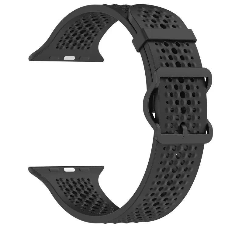 Atmungsaktives Silikon-Uhrenarmband mit Löchern, für Apple Watch 46 mm / 49 mm / 45 mm / 44 mm