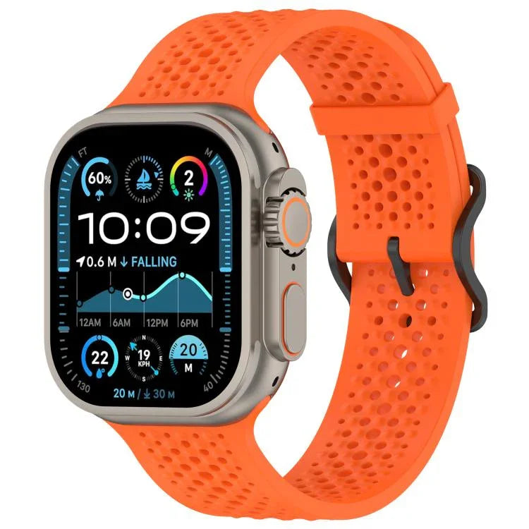 Atmungsaktives Silikon-Uhrenarmband mit Löchern, für Apple Watch 46 mm / 49 mm / 45 mm / 44 mm