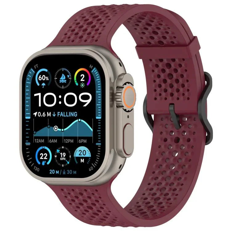 Atmungsaktives Silikon-Uhrenarmband mit Löchern, für Apple Watch 46 mm / 49 mm / 45 mm / 44 mm