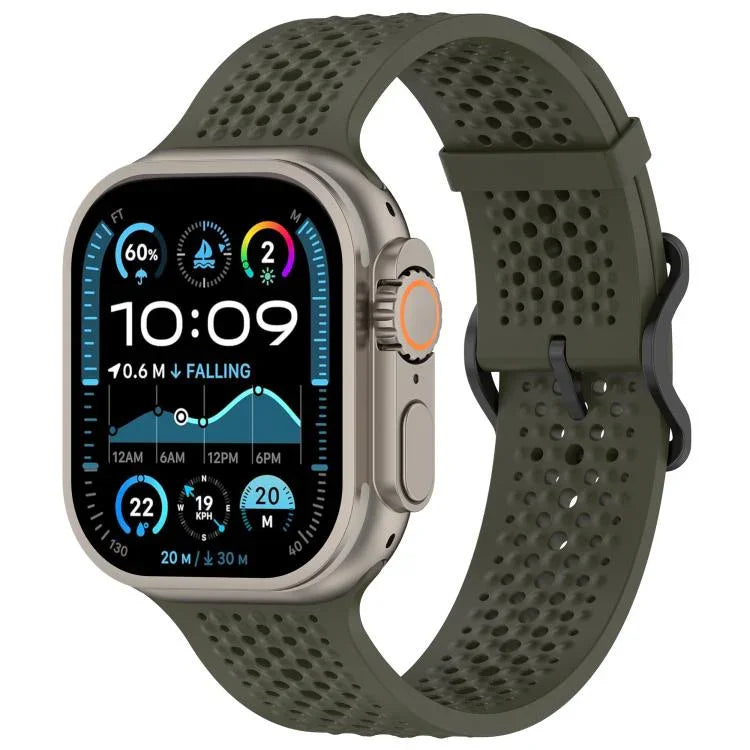 Atmungsaktives Silikon-Uhrenarmband mit Löchern, für Apple Watch 46 mm / 49 mm / 45 mm / 44 mm