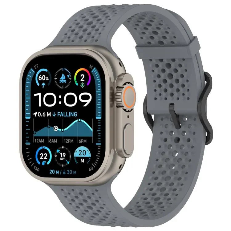 Atmungsaktives Silikon-Uhrenarmband mit Löchern, für Apple Watch 46 mm / 49 mm / 45 mm / 44 mm