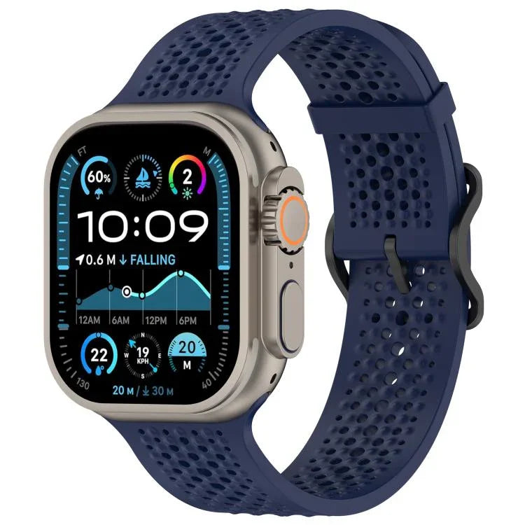Atmungsaktives Silikon-Uhrenarmband mit Löchern, für Apple Watch 46 mm / 49 mm / 45 mm / 44 mm