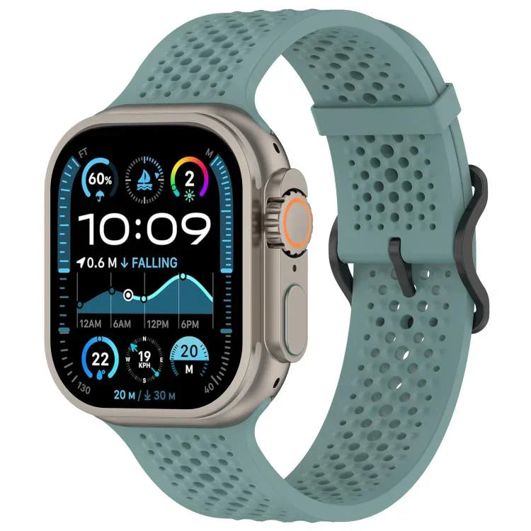 Atmungsaktives Silikon-Uhrenarmband mit Löchern, für Apple Watch 46 mm / 49 mm / 45 mm / 44 mm