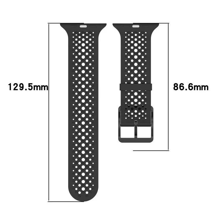 Atmungsaktives Silikon-Uhrenarmband mit Löchern, für Apple Watch 46 mm / 49 mm / 45 mm / 44 mm