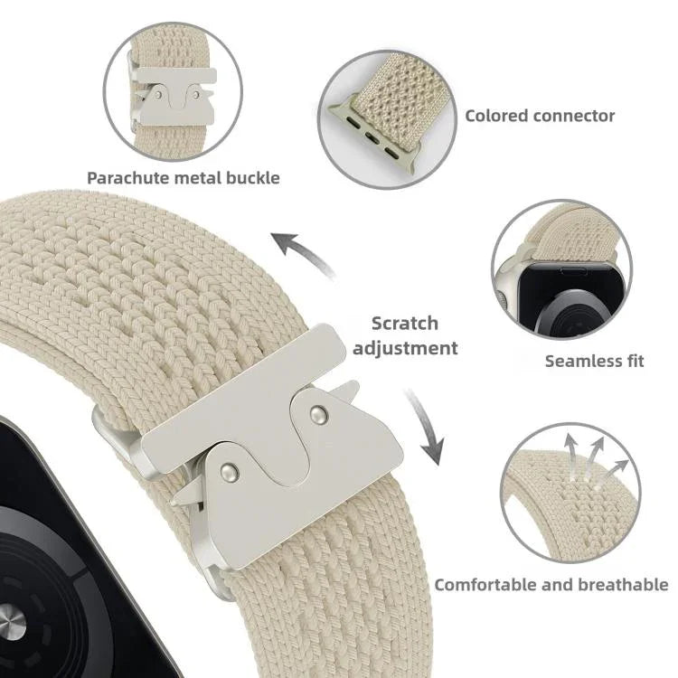 Uhrenarmband aus gestricktem Nylon mit Fallschirmschnalle, passend für Apple Watch 46 mm / 49 mm / 45 mm / 44 mm und 42 mm / 41 mm / 40 mm / 38 mm