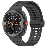 Magnetic Black Buckle Breathable Stitched Silicone Watch Band, For Samsung Galaxy Watch8 / Watch8 Classic