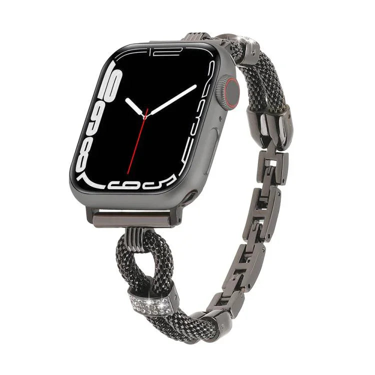 Metallarmband mit Kupferkette und Diamanten, passend für Apple Watch 46 mm / 49 mm / 45 mm / 44 mm und 42 mm / 41 mm / 40 mm / 38 mm