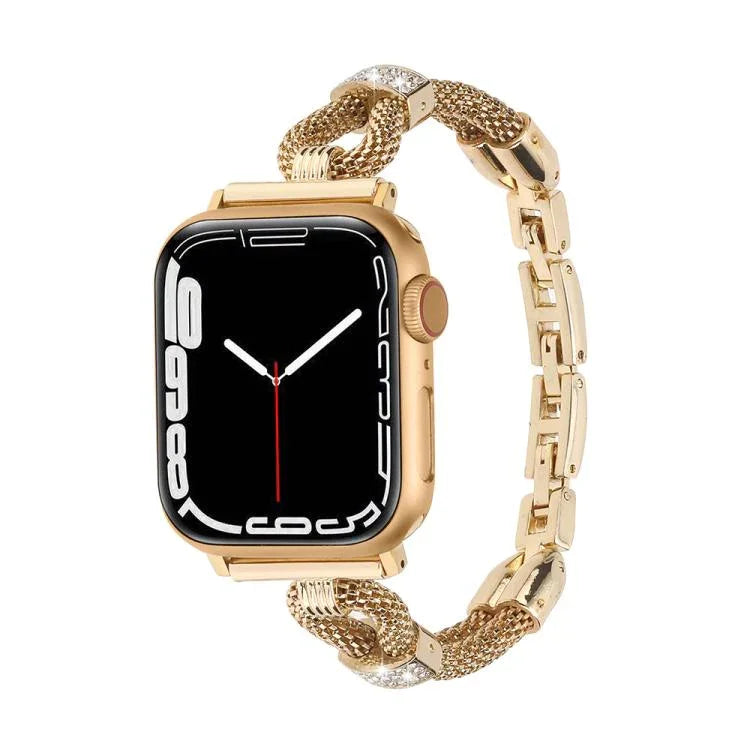 Metallarmband mit Kupferkette und Diamanten, passend für Apple Watch 46 mm / 49 mm / 45 mm / 44 mm und 42 mm / 41 mm / 40 mm / 38 mm