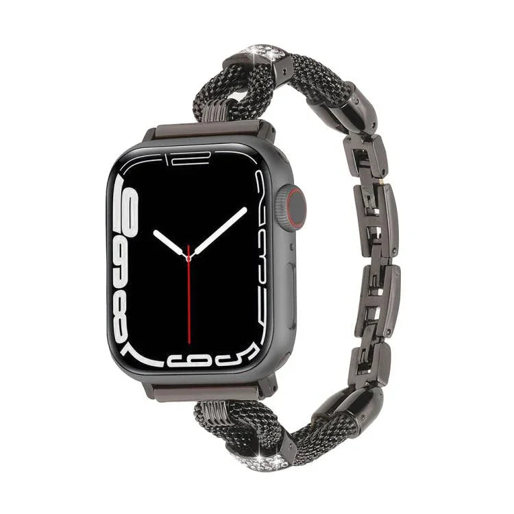 Metallarmband mit Kupferkette und Diamanten, passend für Apple Watch 46 mm / 49 mm / 45 mm / 44 mm und 42 mm / 41 mm / 40 mm / 38 mm