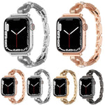 Metallarmband mit Kupferkette und Diamanten, passend für Apple Watch 46 mm / 49 mm / 45 mm / 44 mm und 42 mm / 41 mm / 40 mm / 38 mm