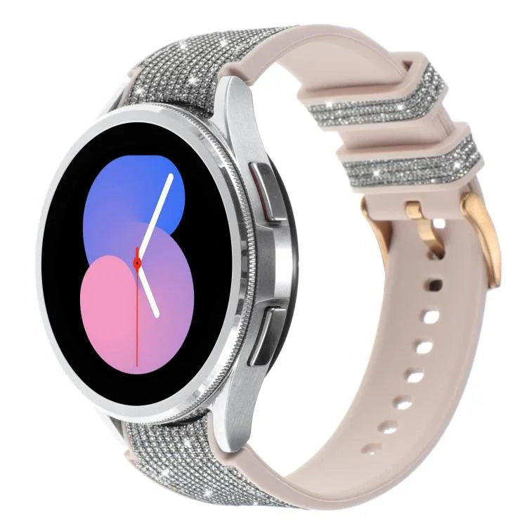 Glitter Silicone Hybrid Leather Watch Band, For Samsung Galaxy Watch 7 40 / 44mm