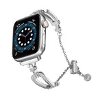U-förmiges Diamantarmband aus Zinklegierung, passend für Apple Watch 46 mm / 49 mm / 45 mm / 44 mm und 42 mm / 41 mm / 40 mm / 38 mm