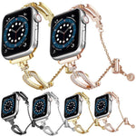 U-förmiges Diamantarmband aus Zinklegierung, passend für Apple Watch 46 mm / 49 mm / 45 mm / 44 mm und 42 mm / 41 mm / 40 mm / 38 mm