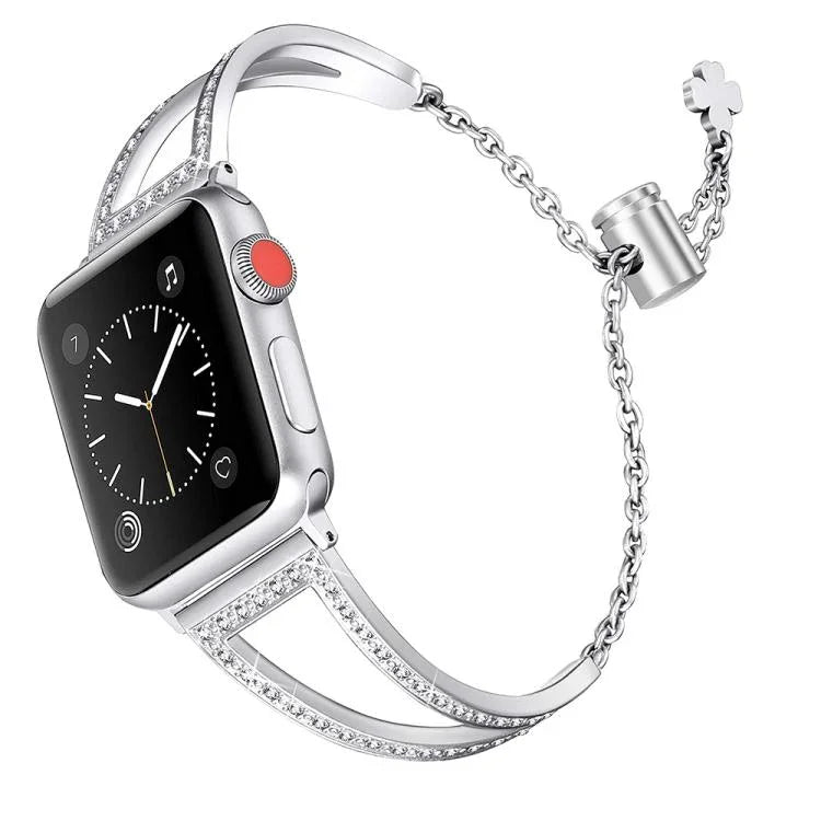 V-förmiges Diamant-Uhrenarmband aus Zinklegierung, für Apple Watch 46 mm / 49 mm / 45 mm / 44 mm, für Apple Watch 42 mm / 41 mm / 40 mm / 38 mm